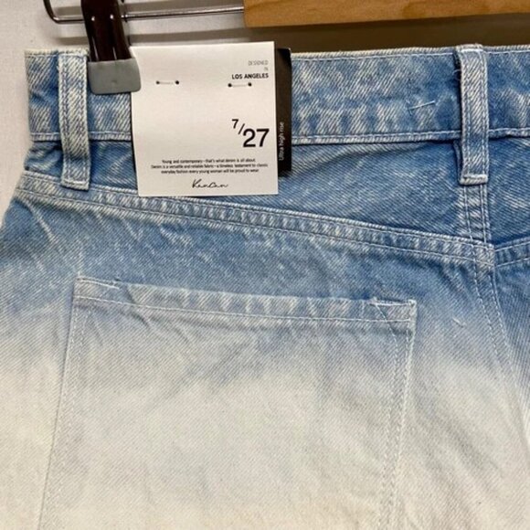 Kancan Women's 7/27 Jean Shorts Blue White Distressed High Rise Ombré Denim NWT - Picture 3 of 13